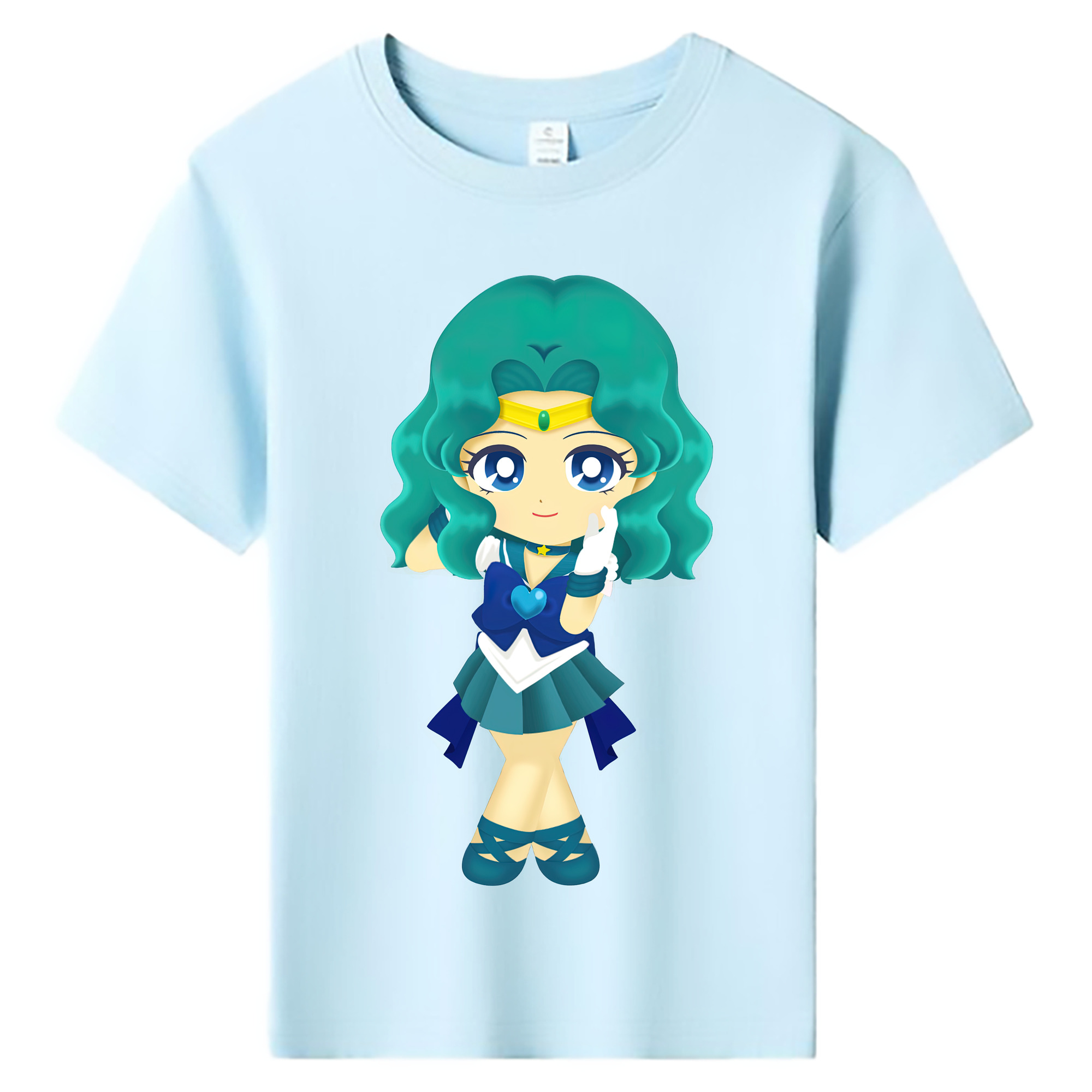 （画像用） 美少女戦士セーラームーン 海王 みちる（かいおう みちる） Sailor Moon Kaiou Michiru 綿100％キッズTシャツ（フロントプリント）
